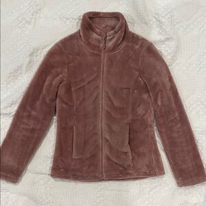 32 Degrees Plush Zip-Up Jacket in Dusty Mauve
